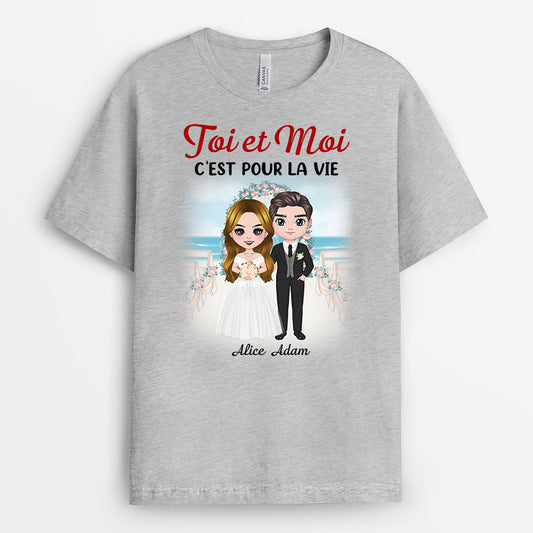 0900AFR2 Cadeau Personnalise T shirt Toi et Moi Mariage Couple