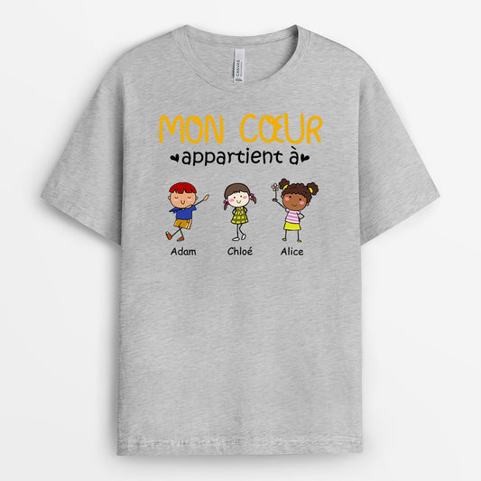 0904AFR2 Cadeau Personnalise T shirt Coeur Papa Papy