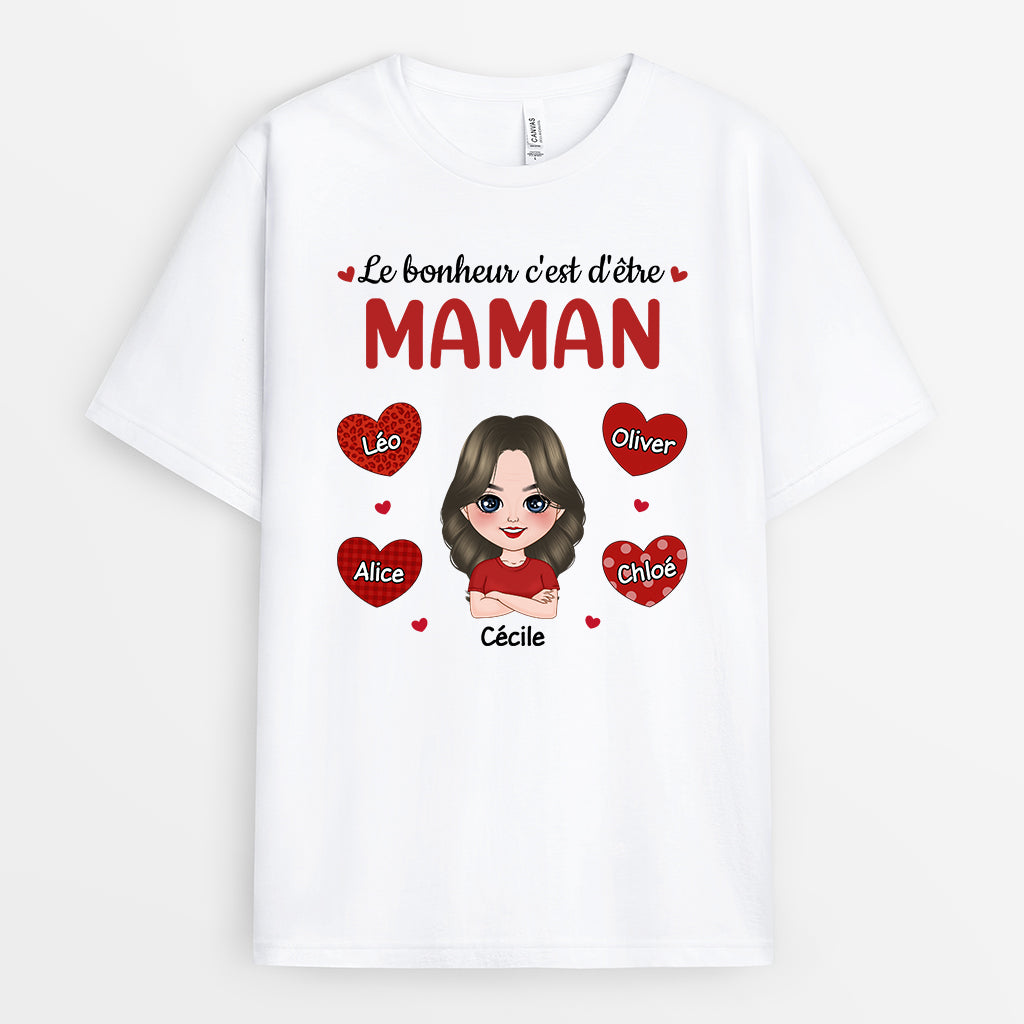 0911AFR2 Cadeau Personnalise T shirt Bonheur Maman Mamie