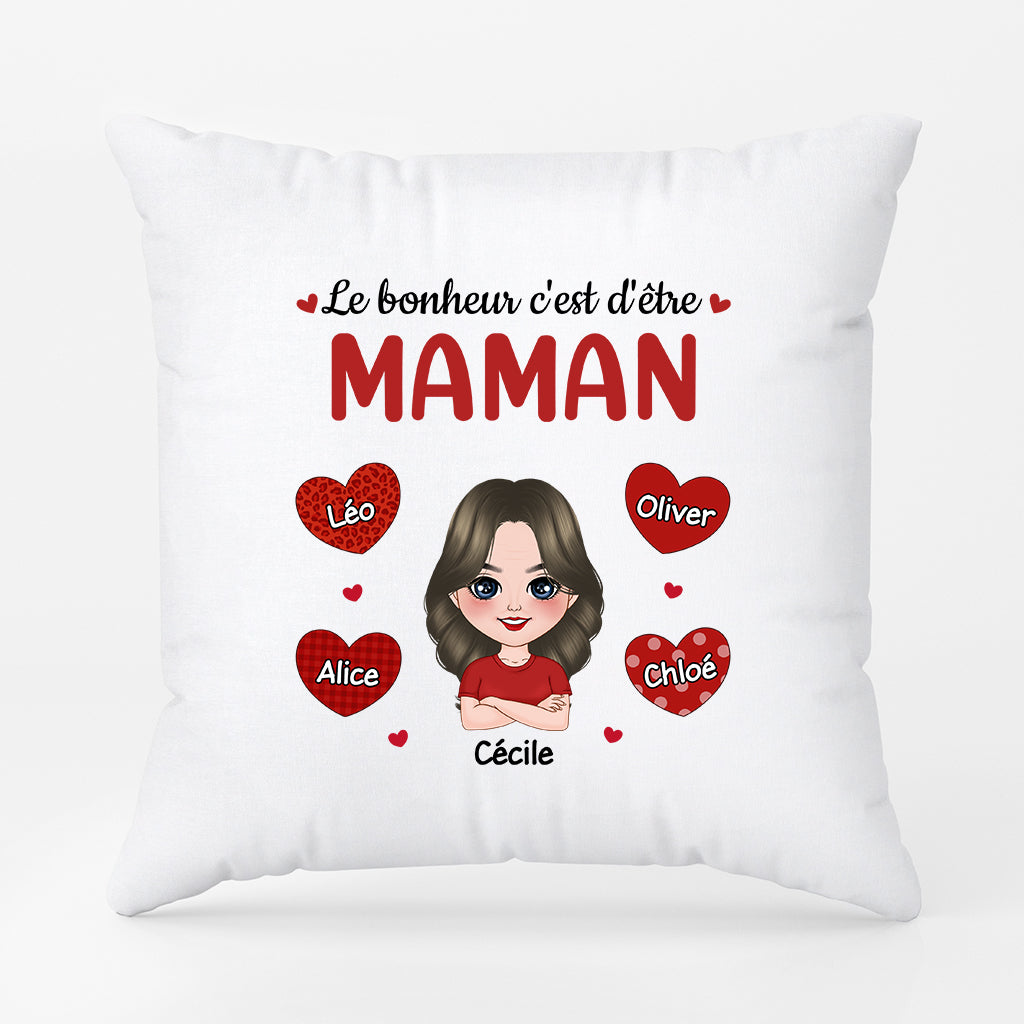 0911PFR2 Cadeau Personnalise Coussin Bonheur Maman Mamie