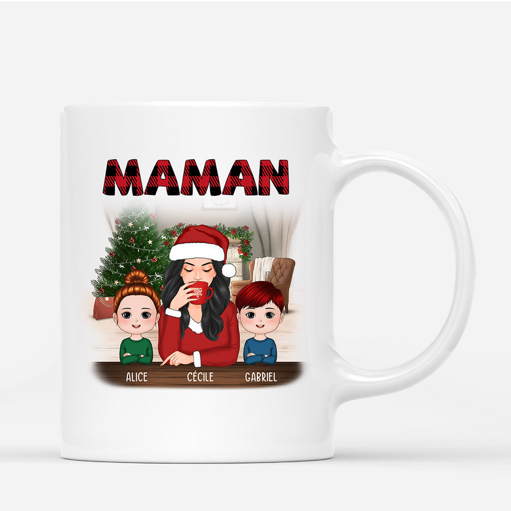 Mug Noël Futur Papa Maman - Tasse Cadeau Future Grossesse Mamie Papy Personnalisable