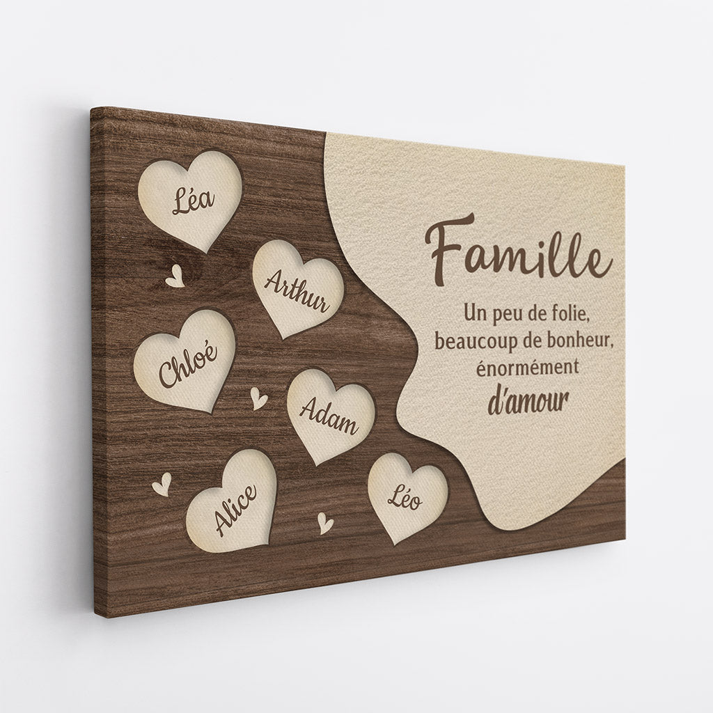 Toile Personnalisée Famille - Un Peu De Folie Beaucoup De Bonheur ...