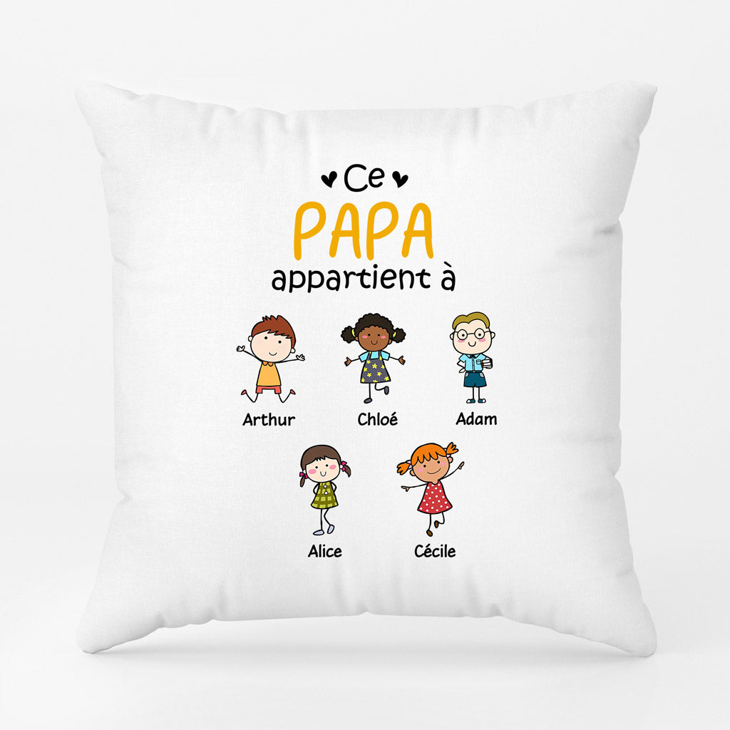 thumbnail interactive-video image 1 of Ce Papy Appartient À – Cadeau Personnalisé | Coussin Pour Papa Papy 1 of 13